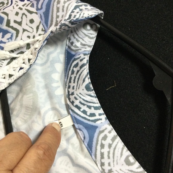 XXL Boho Tunic Dress Coral Blue White Tassel Accents Womens - Picture 4 of 9